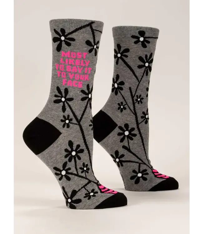 Blue Q Crew Socks - Say it Your Face