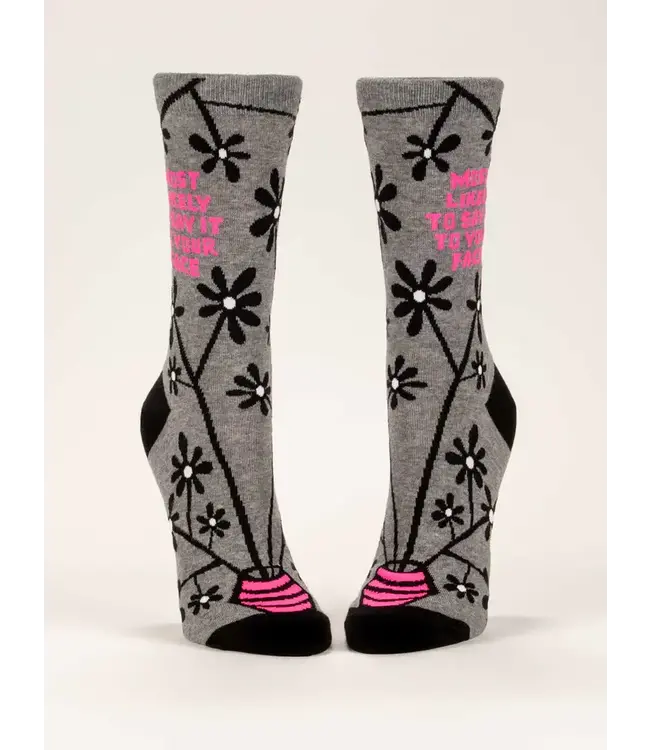 Blue Q Crew Socks - Say it Your Face