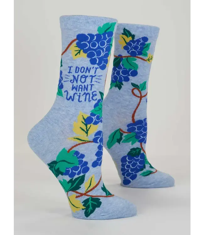 Blue Q Crew Socks - Don't Not Want Wine