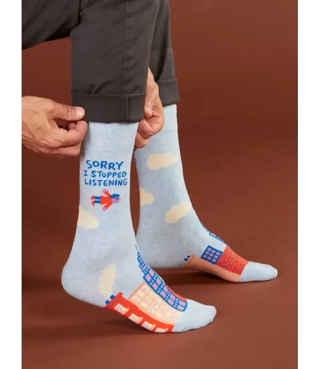 Blue Q Crew Socks - I Stopped Listening