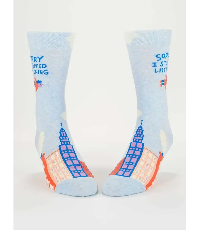 Blue Q Crew Socks - I Stopped Listening