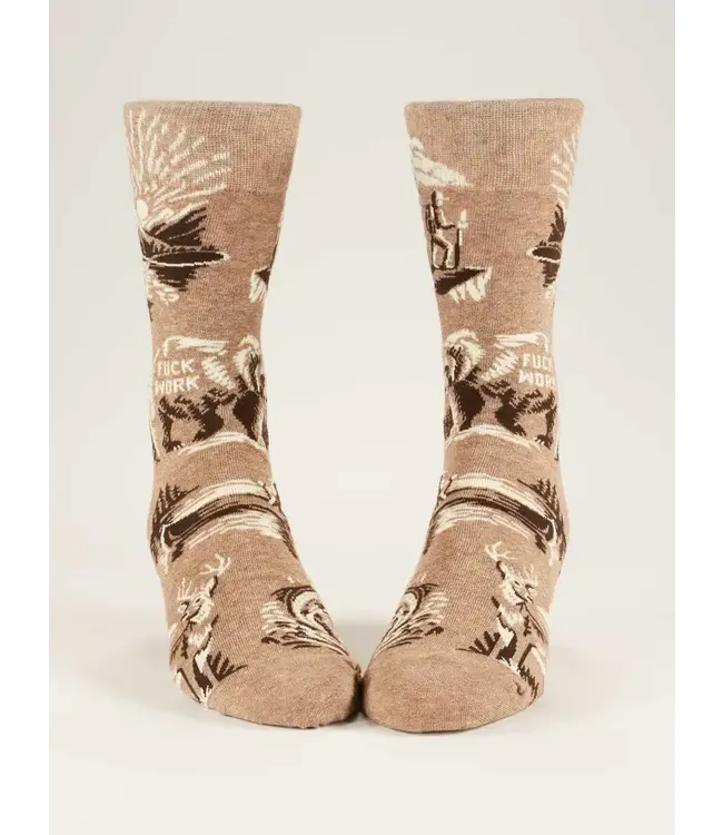 Blue Q Crew Socks - Fuck Work