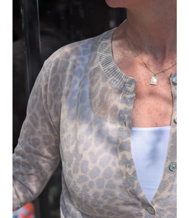 Point Zero Leopard Print Cardigan - Camo