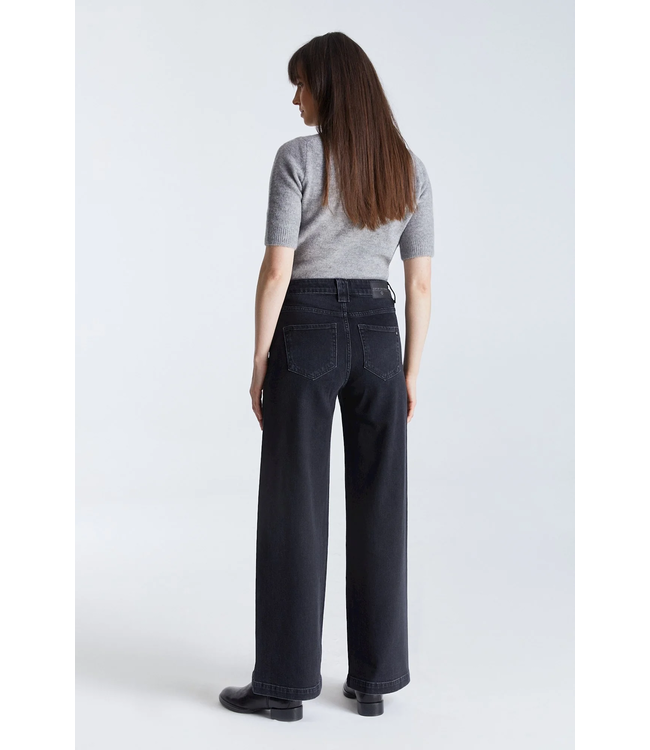 Cup of Joe Denim Lulu Wide Leg Patch Pocket Jeans - Black