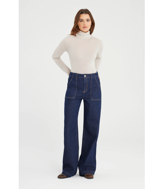 Cup of Joe Denim Lulu Wide Leg Patch Pocket Jeans - Raw