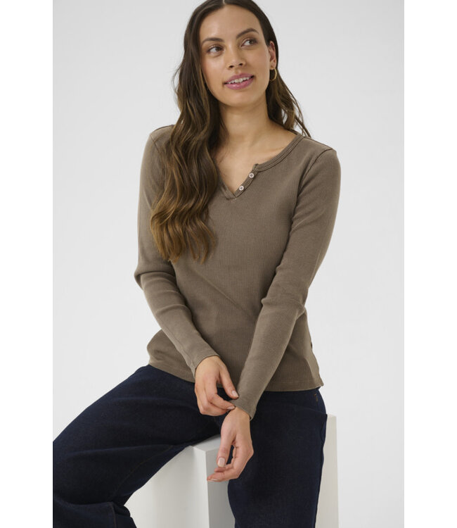 Cream CRTalia Rib T-Shirt - Canteen