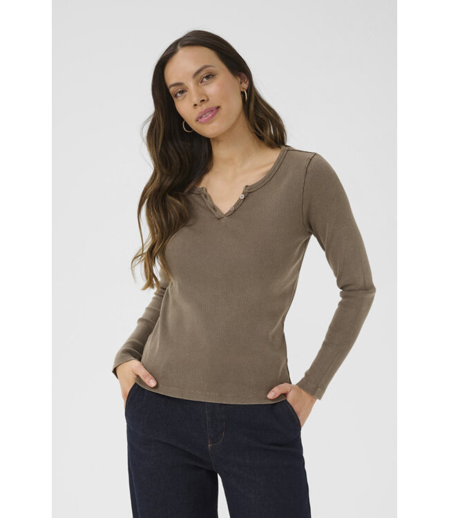 Cream CRTalia Rib T-Shirt - Canteen