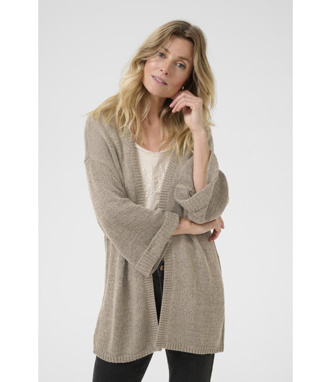 Cream CRNixy Knit Kimono - Fossil Melange