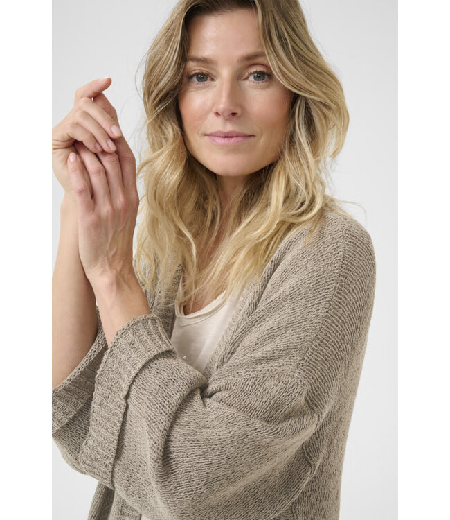 Cream CRNixy Knit Kimono - Fossil Melange