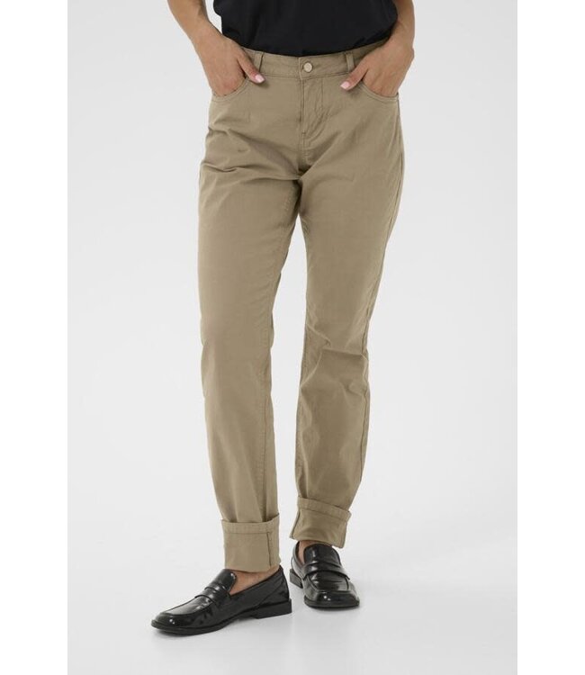 Cream CRBerta Twill Pants - Fossil