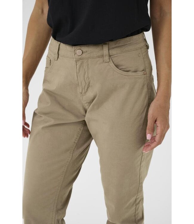 Cream CRBerta Twill Pants - Fossil