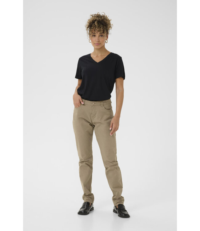 Cream CRBerta Twill Pants - Fossil