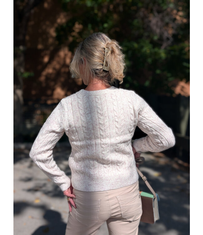 Point Zero Cableknit v-neck Cardigan - Sand