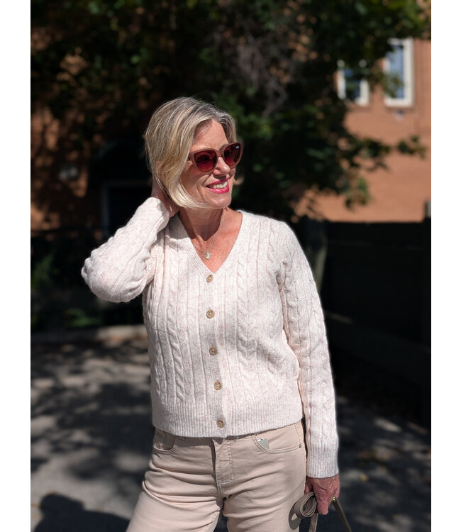 Point Zero Cableknit v-neck Cardigan - Sand