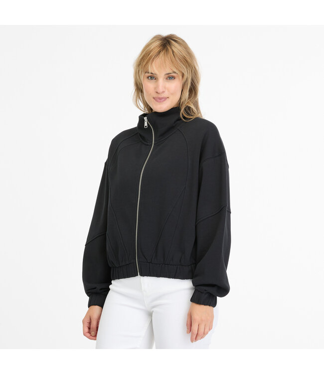 Izzara Zip-Up Sweater - Black