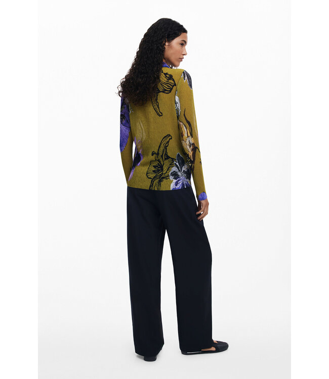 Desigual Floral Pleated Button Down - Green