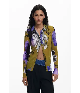 Desigual Floral Pleated Button Down - Green