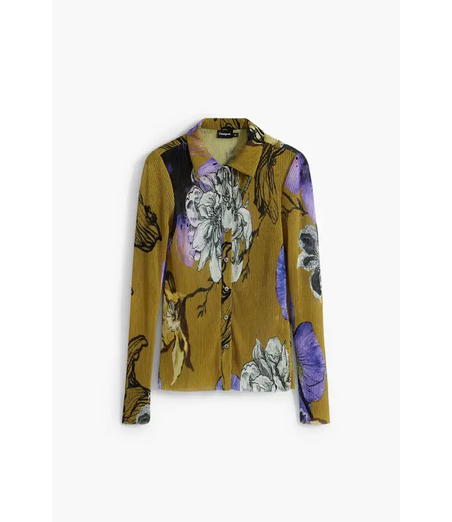 Desigual Floral Pleated Button Down - Green
