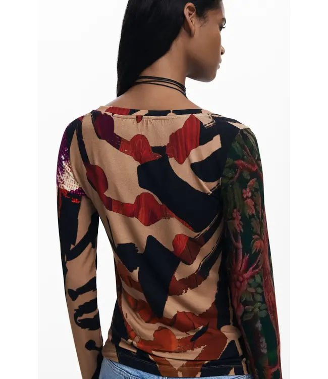 Desigual Graphic Long Sleeve Top - Rosa Palo