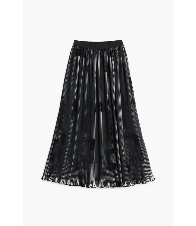 Desigual Pleated Illusion Pattern Maxi Skirt - Black