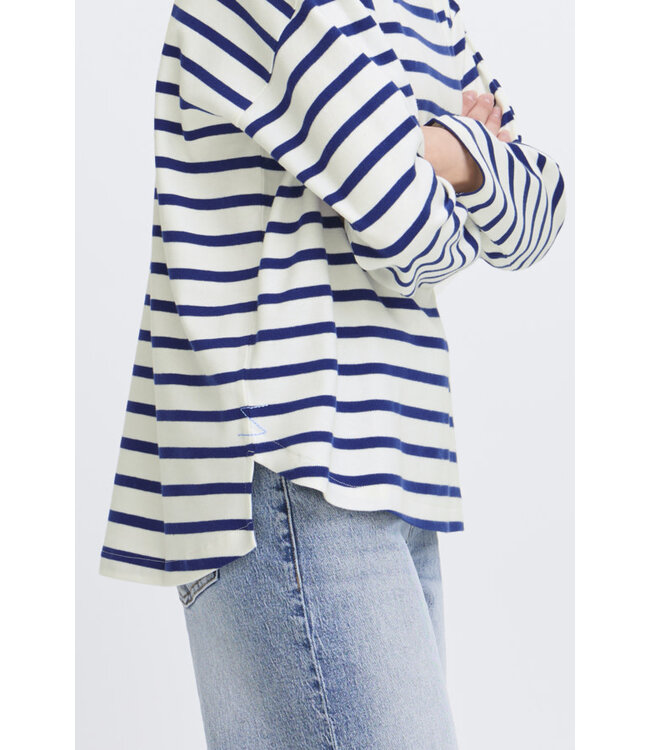 B. Young ByRamsi Striped Pullover - White/Blue