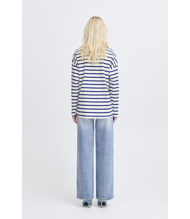 B. Young ByRamsi Striped Pullover - White/Blue