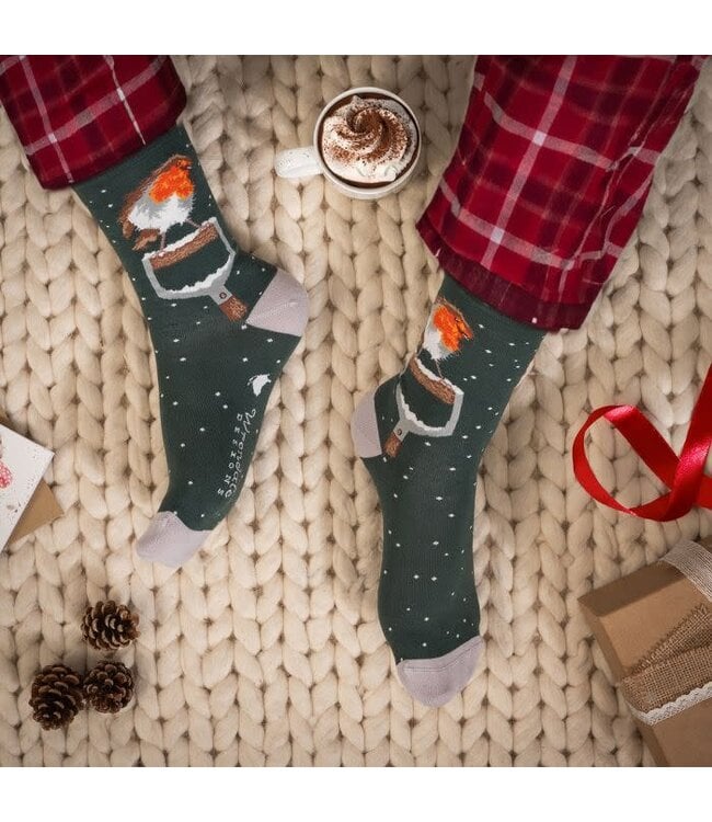 Wrendale Designs Animal Crew Socks - Christmas Robin