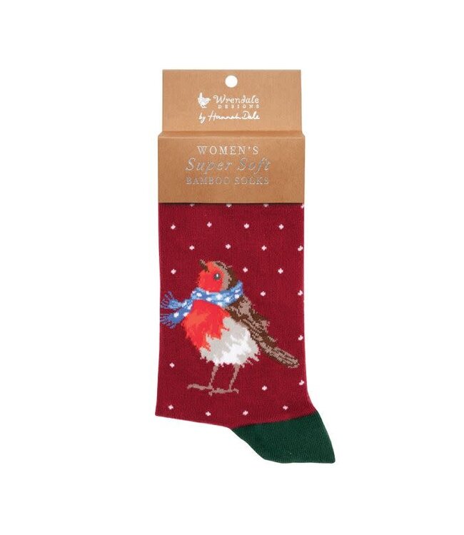 Wrendale Designs Animal Crew Socks - Christmas Robin