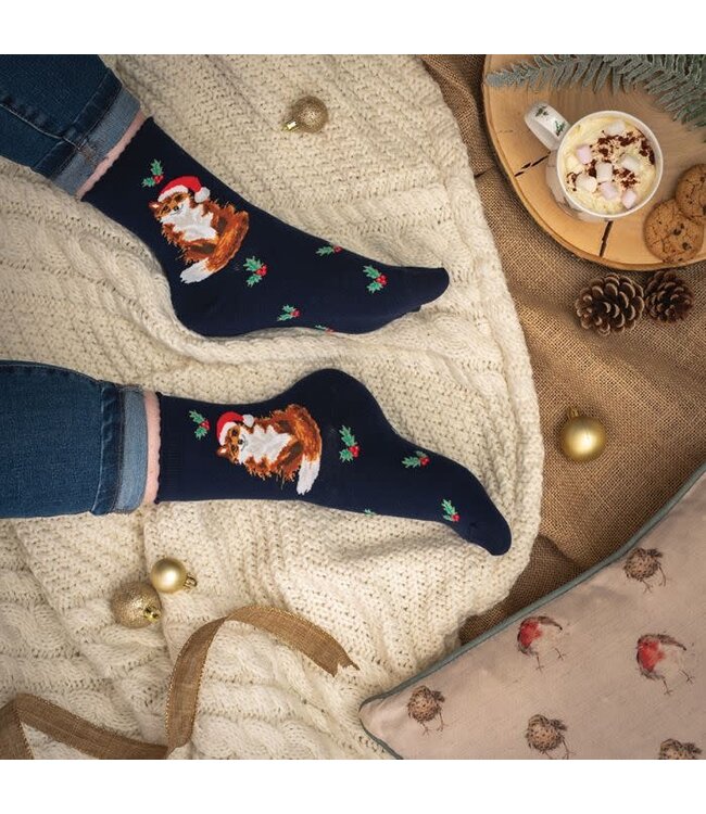 Wrendale Designs Animal Crew Socks - Christmas Fox
