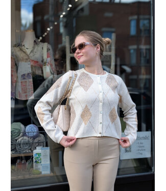 Point Zero Argyle Sequin Sweater - Sand