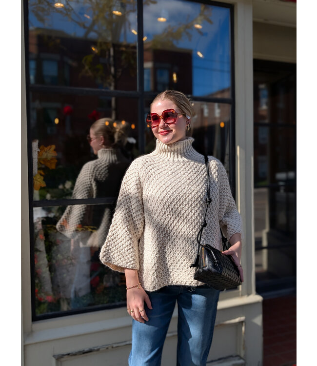 3/4 Sleeve Knit Sweater - Ivory