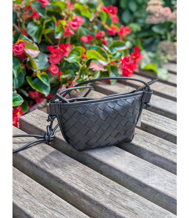 Small Woven Crossbody Purse - Black