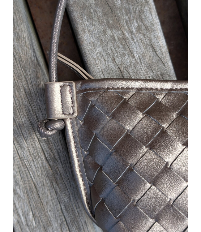 Small Woven Crossbody Purse - Pewter
