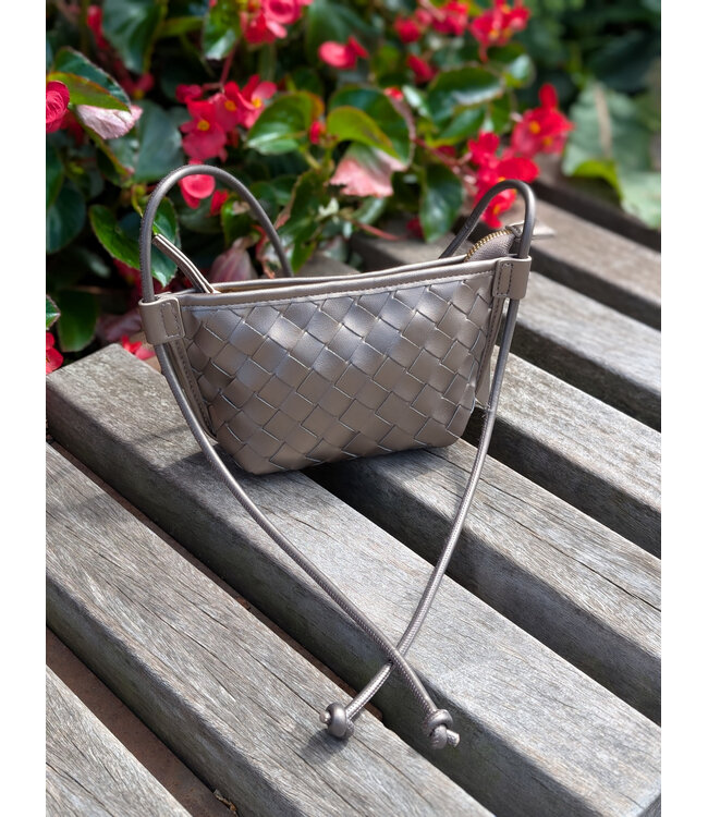 Small Woven Crossbody Purse - Pewter