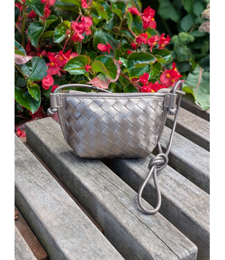 Small Woven Crossbody Purse - Pewter