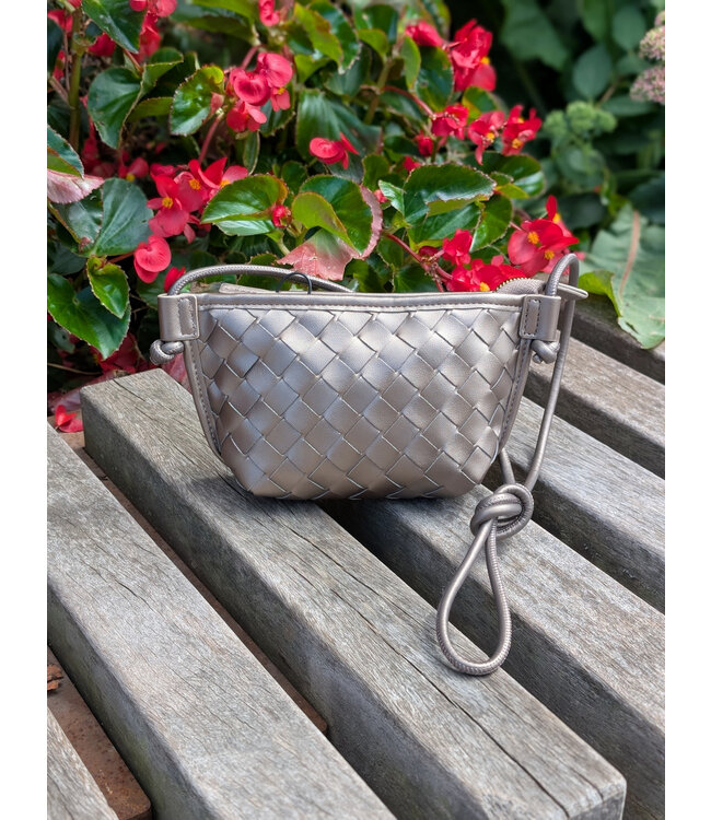 Small Woven Crossbody Purse - Pewter