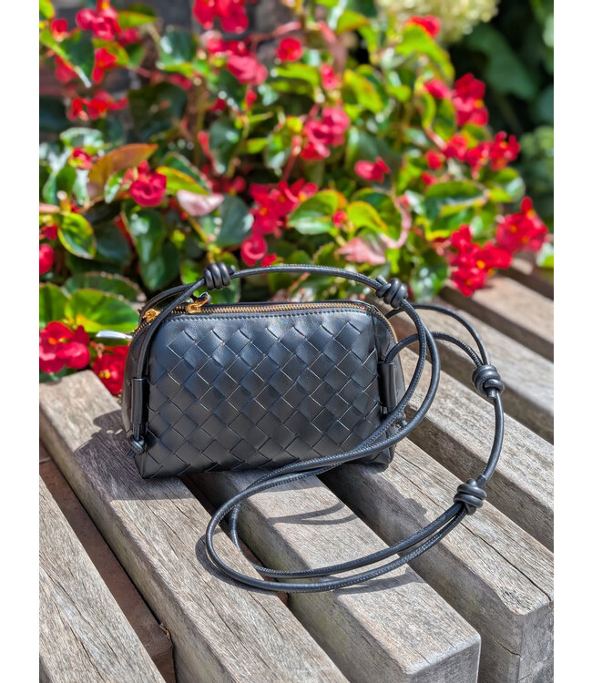 Woven Crossbody Purse - Black