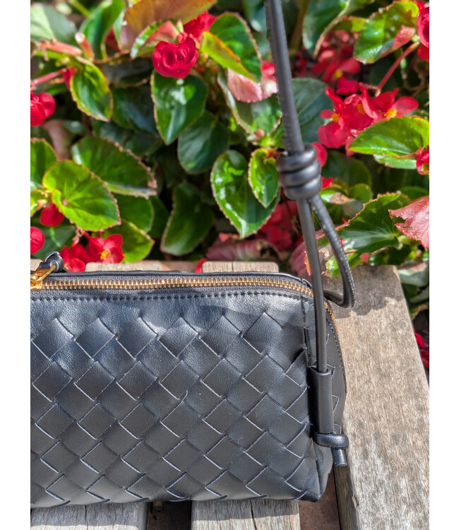 Woven Crossbody Purse - Black