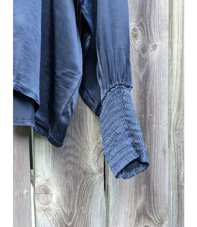 Sateen Mock Turtle Neck Top - Midnight