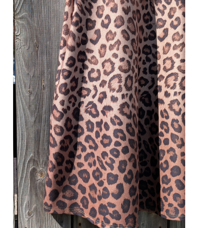 Leopard Print Sleeveless Dress - Camel