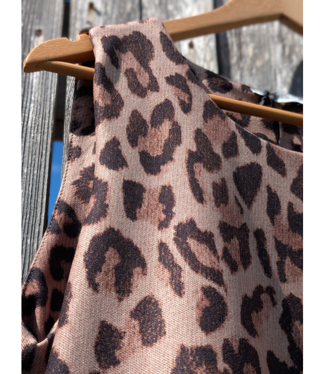 Angela Mara Leopard Print Sleeveless Dress - Camel