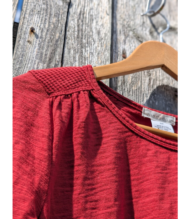 Mododoc 3/4 Sleeve Waffle Crew Tee - Spiced Cider