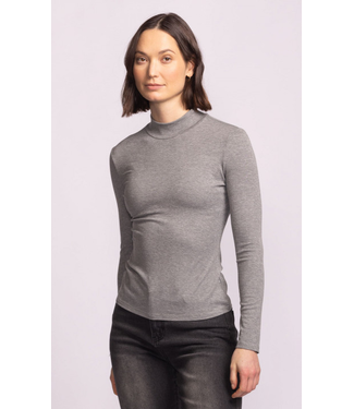 Pink Martini Vienna Mock Neck Top - Grey