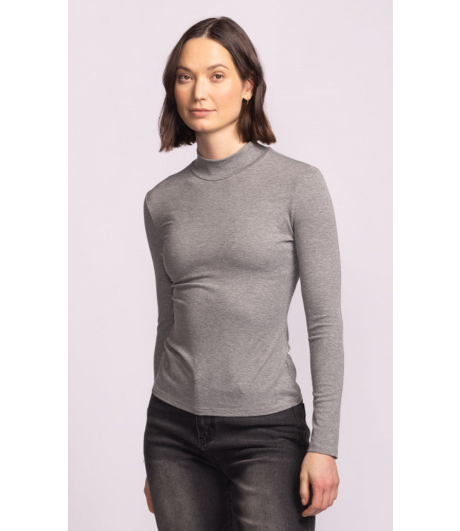 Pink Martini Vienna Mock Neck Top - Grey