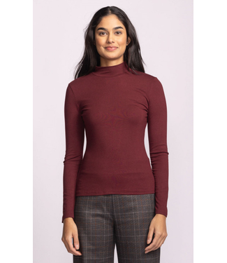 Pink Martini Vienna Mock Neck Top - Burgundy