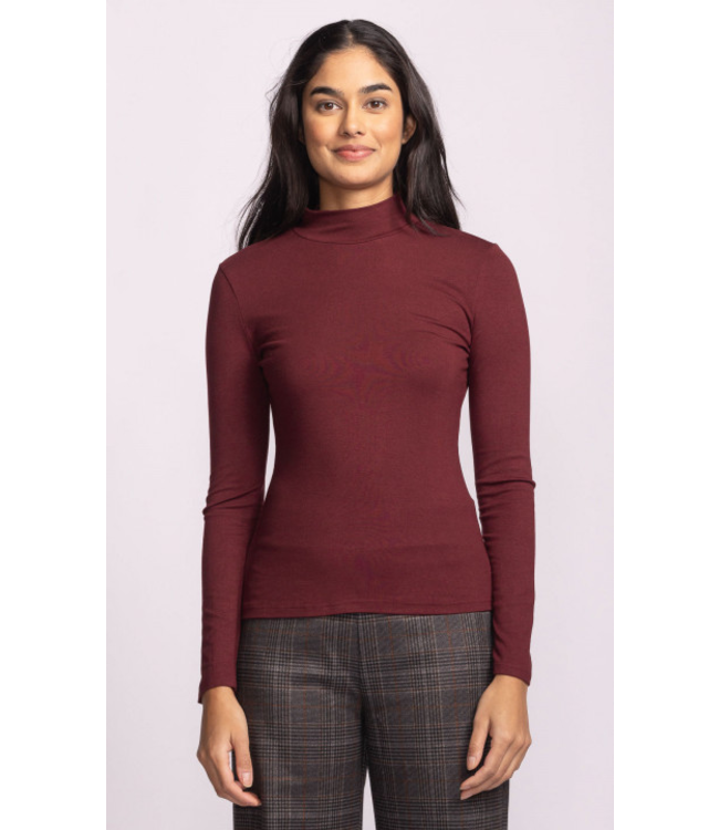 Pink Martini Vienna Mock Neck Top - Burgundy