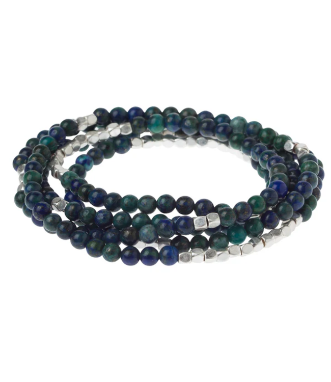 Scout Duo Wrap Bracelet and Necklace - Azurite / Silver