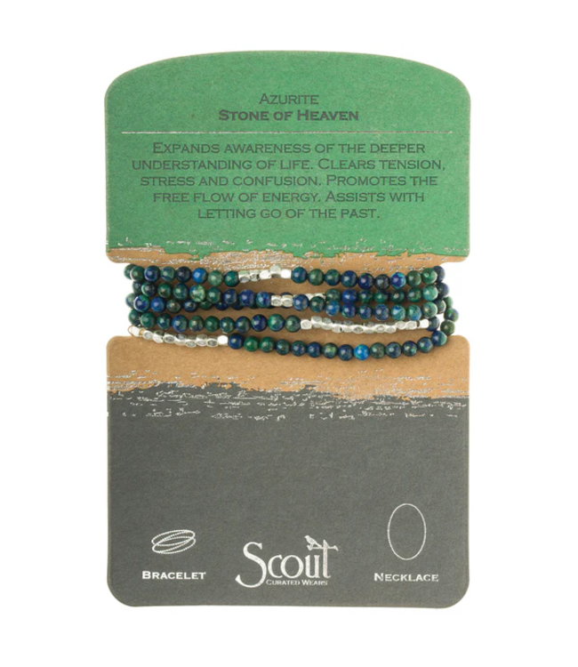 Scout Duo Wrap Bracelet and Necklace - Azurite / Silver
