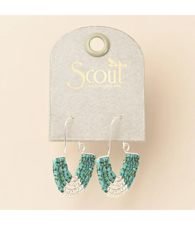 Scout Chromacolor Miyuki U-Hoop Earrings - Speckled Turquoise / Silver