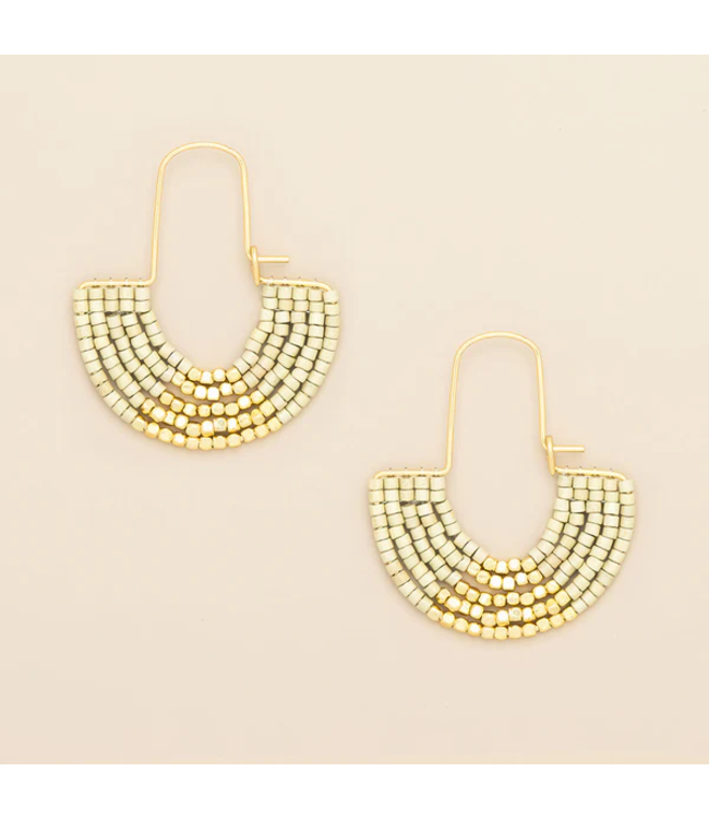 Scout Chromacolor Miyuki U-Hoop Earrings - Cream / Gold